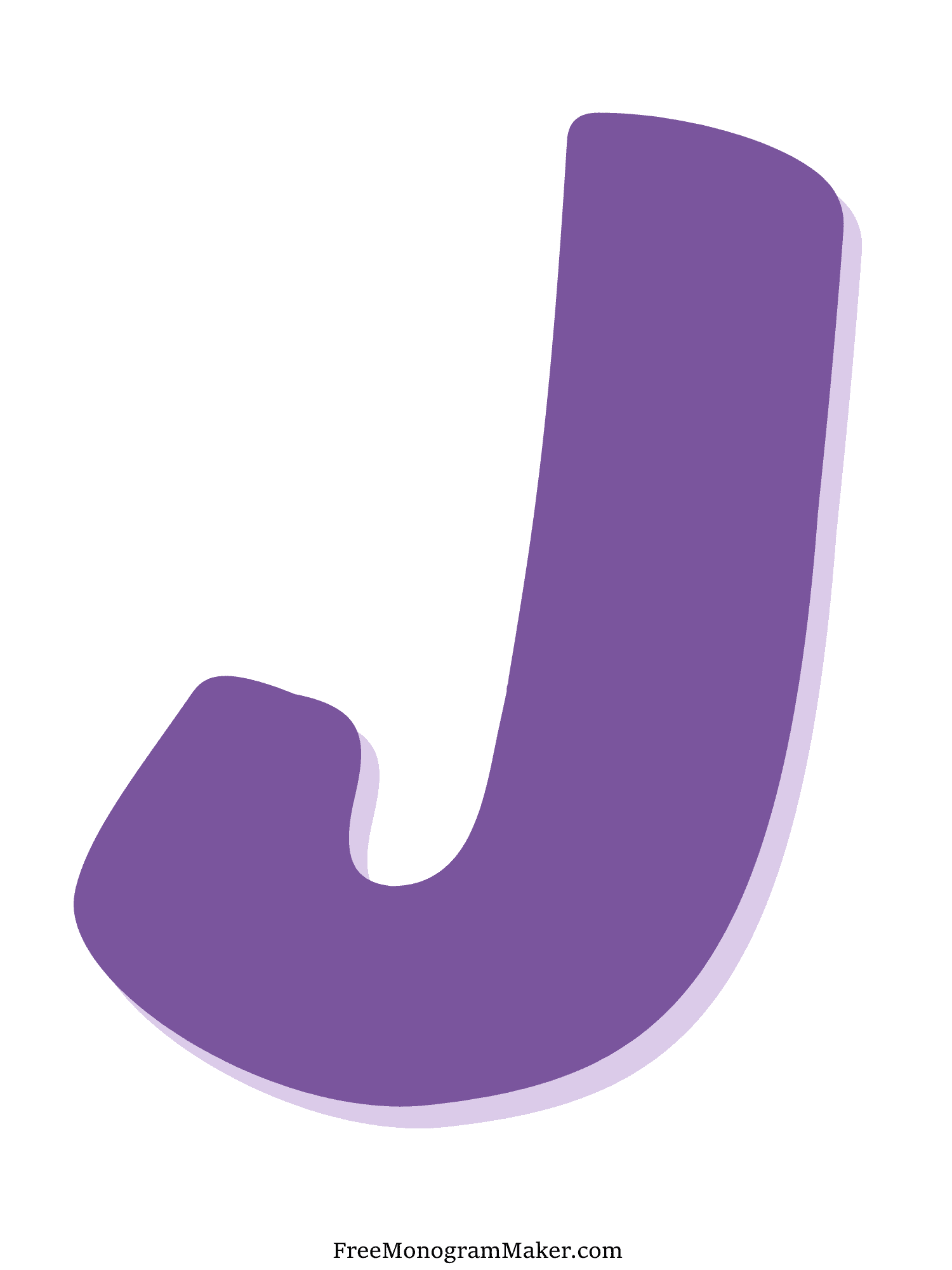 Bubble Letter - J - Purple