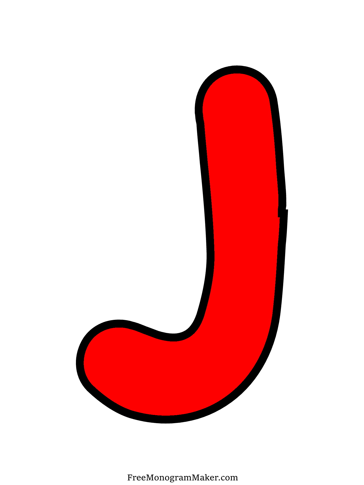 Bubble Letter - J - Red