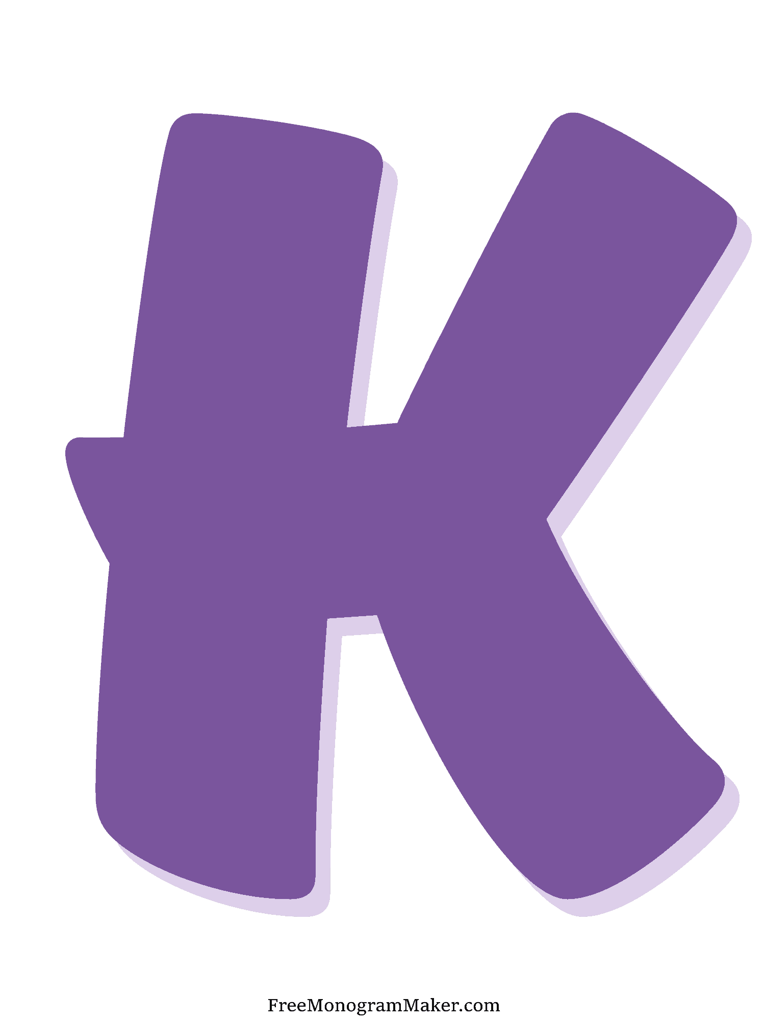 Bubble Letter - K - Purple