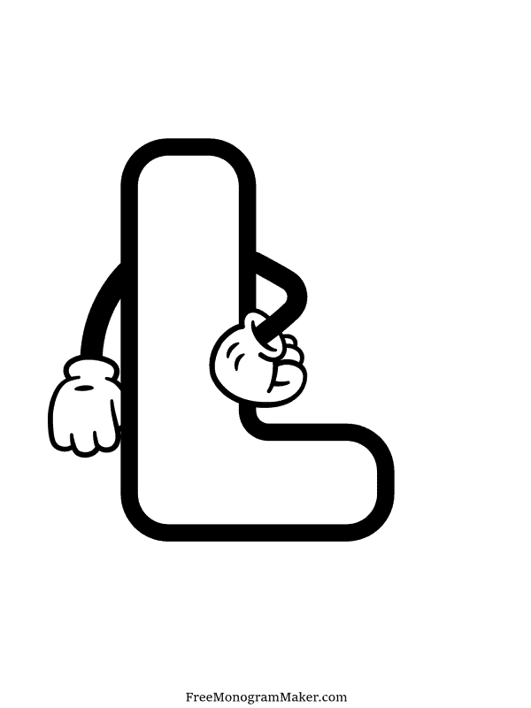Bubble Letter - L - Hands