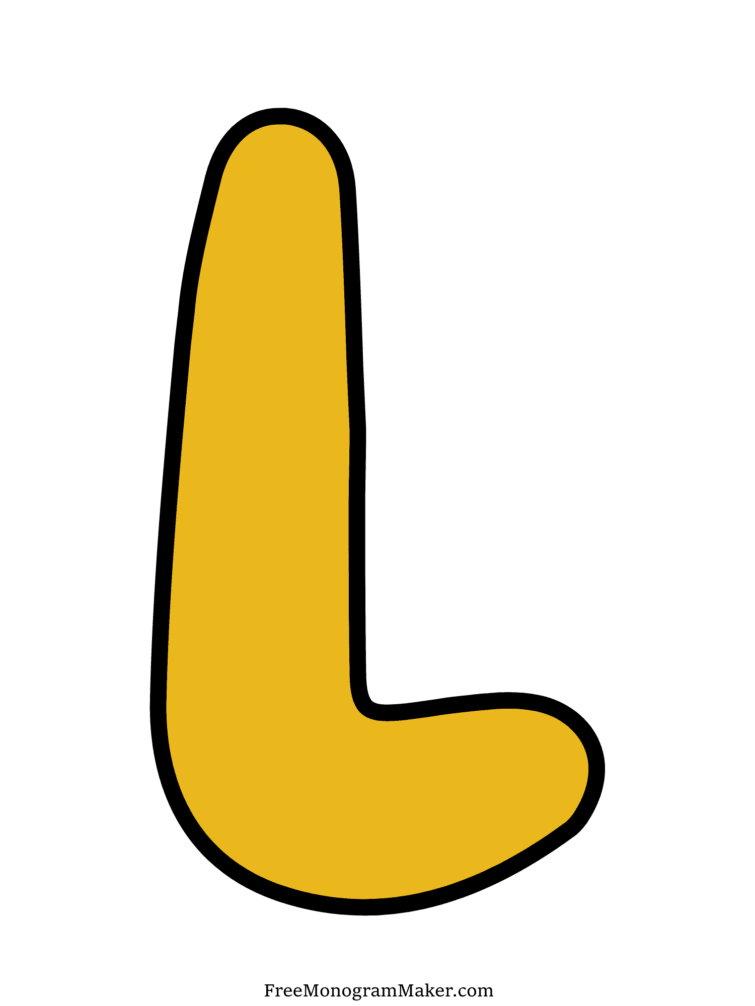 Bubble Letter - L - Yellow