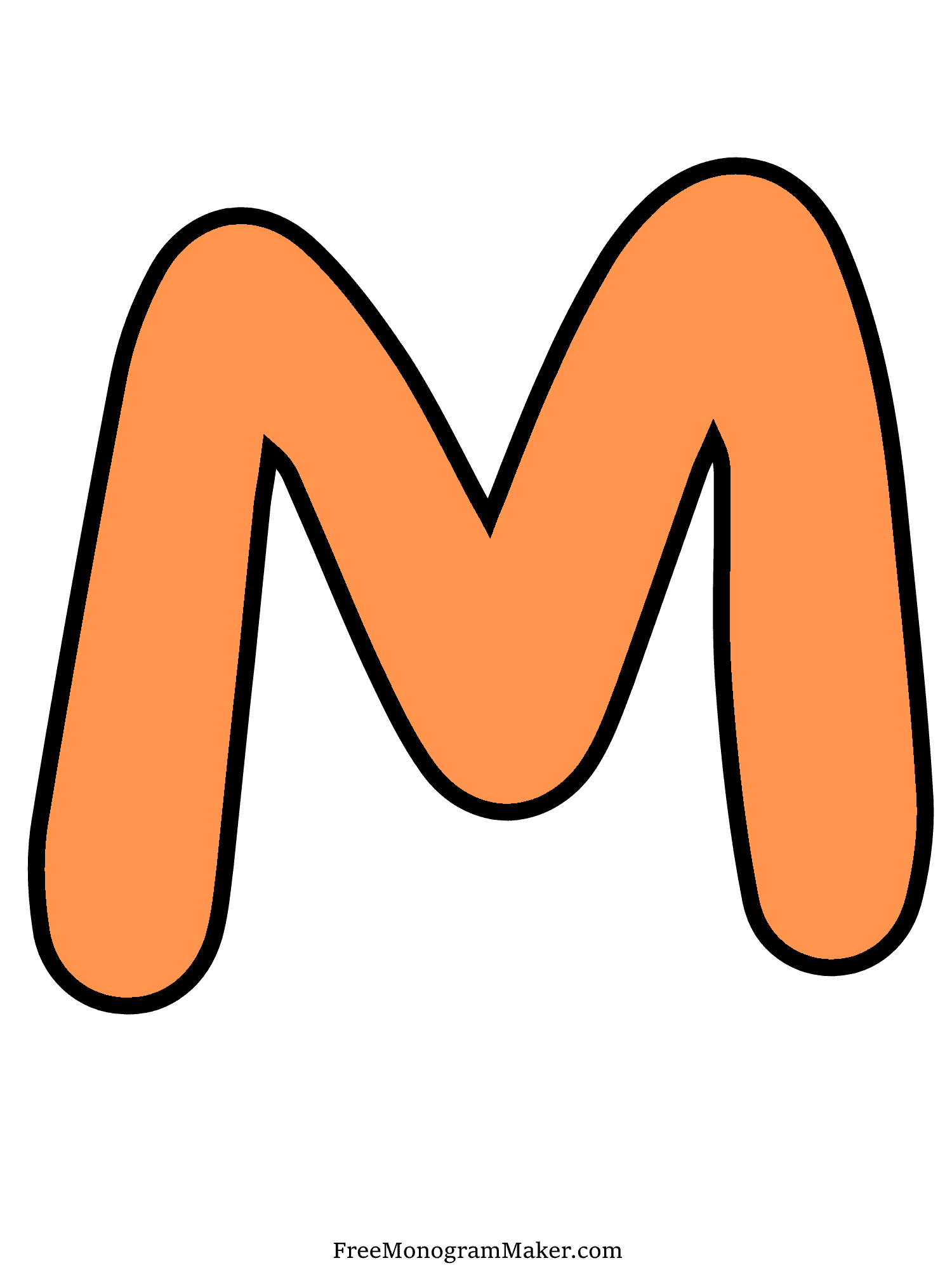 Bubble Letter - M - Orange
