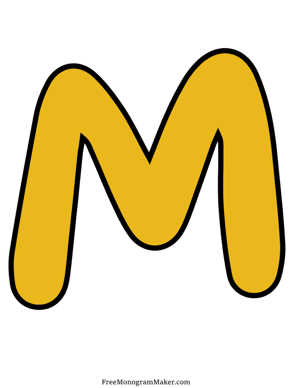 Bubble Letter - M - Yellow