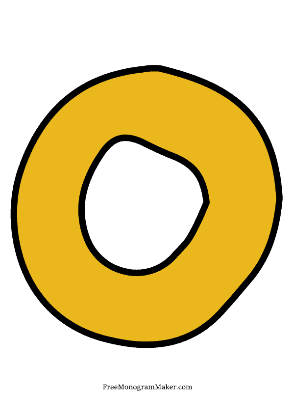 Bubble Letter - O - Yellow