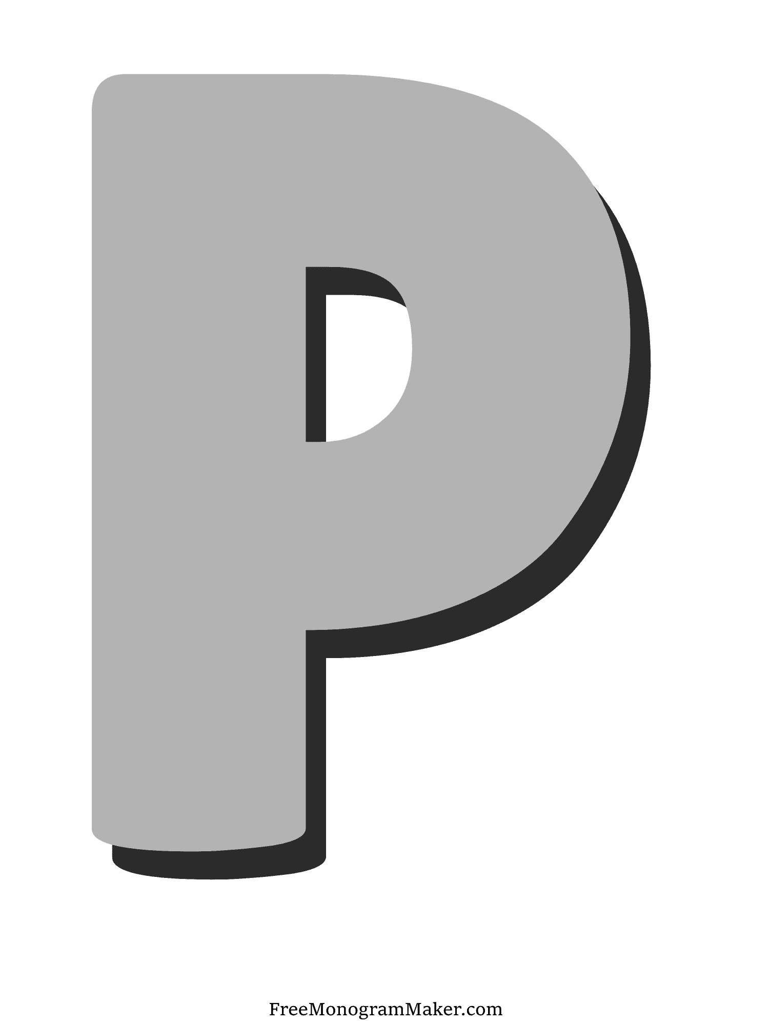 Bubble Letter - P - Gray Shadow