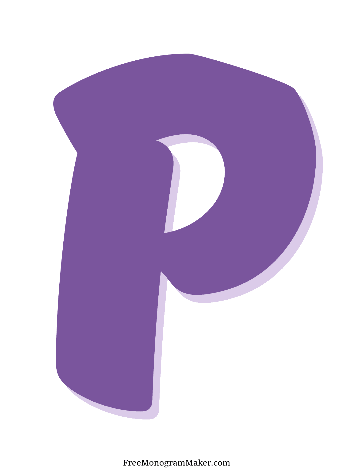 Bubble Letter - P - Purple