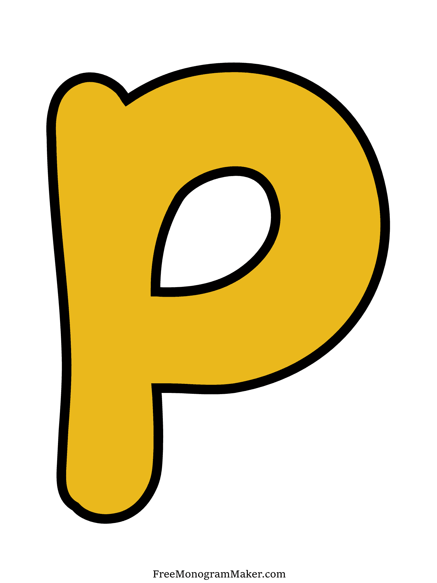 Bubble Letter - P - Yellow