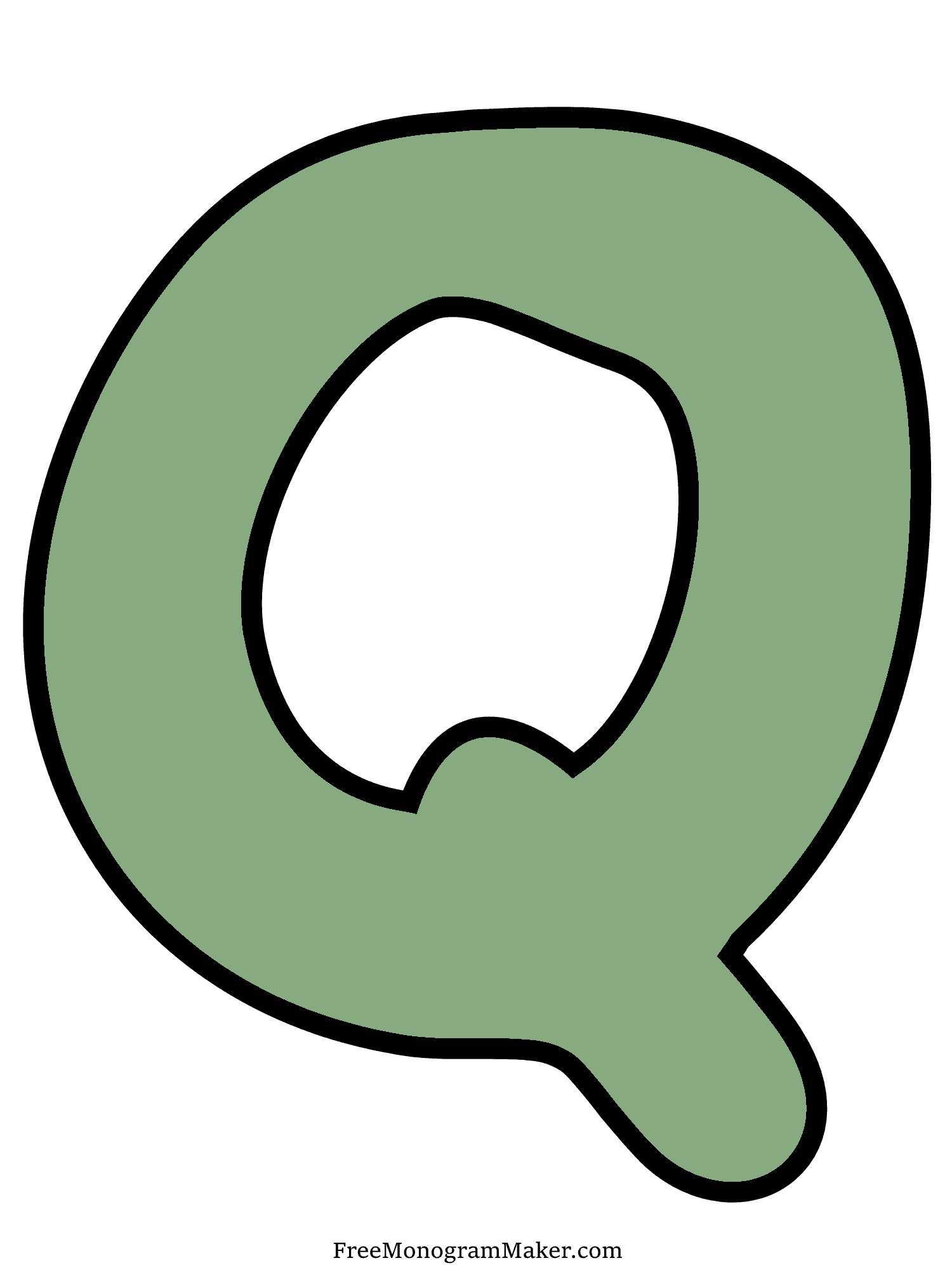 Bubble Letter - Q - Green