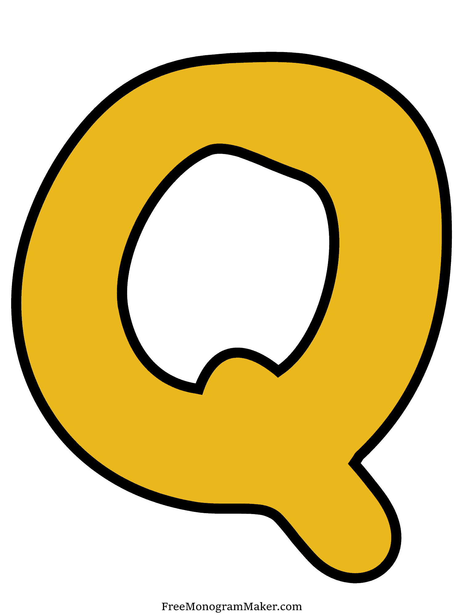 Bubble Letter - Q - Yellow