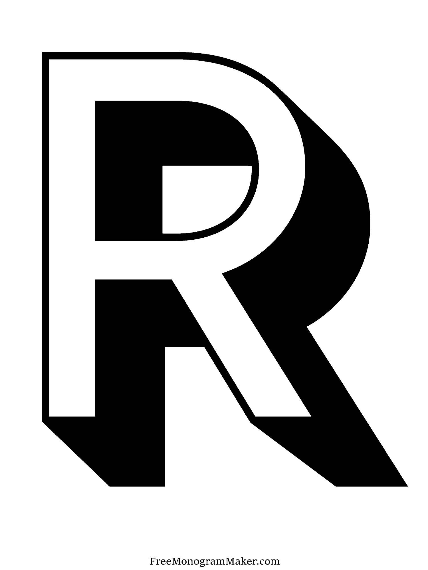 Bubble Letter - R - Black Shadow