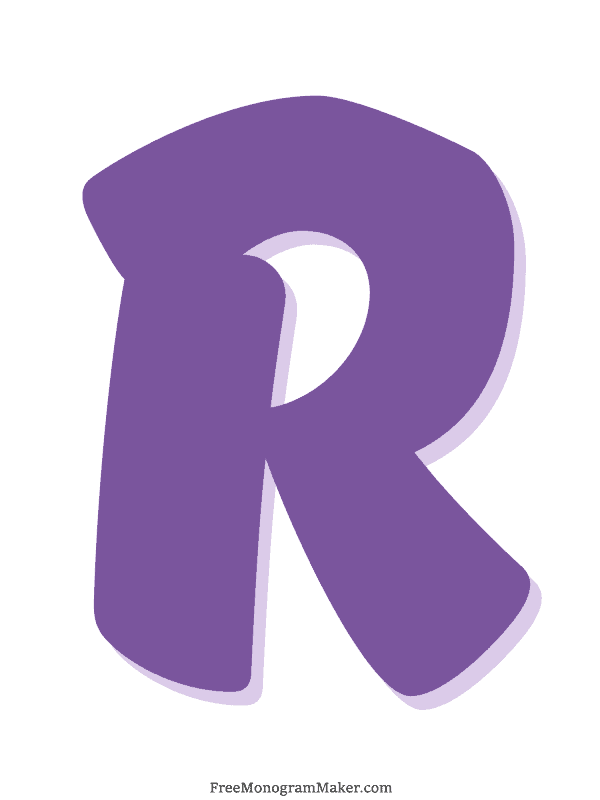 Bubble Letter - R - Purple