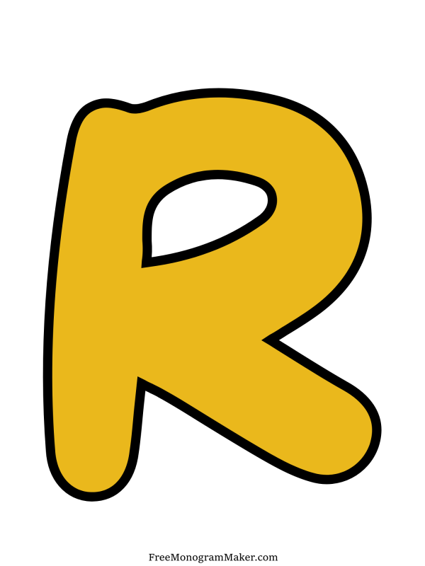 Bubble Letter - R - Yellow