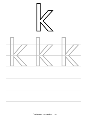 Bubble Writing Lowercase k