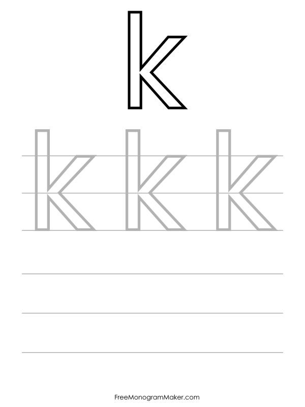 Bubble Writing Lowercase k