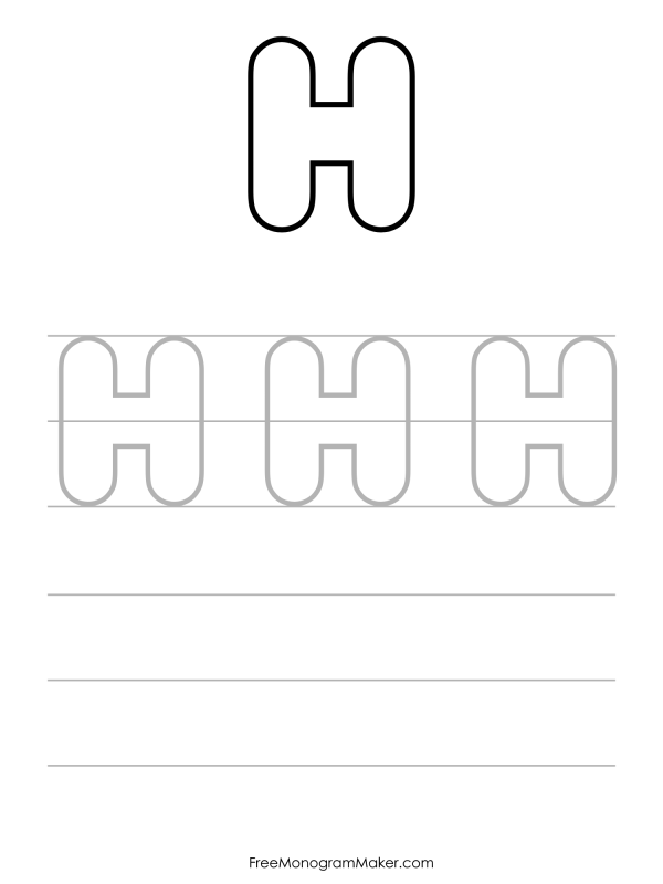 Bubble Writing Uppercase H