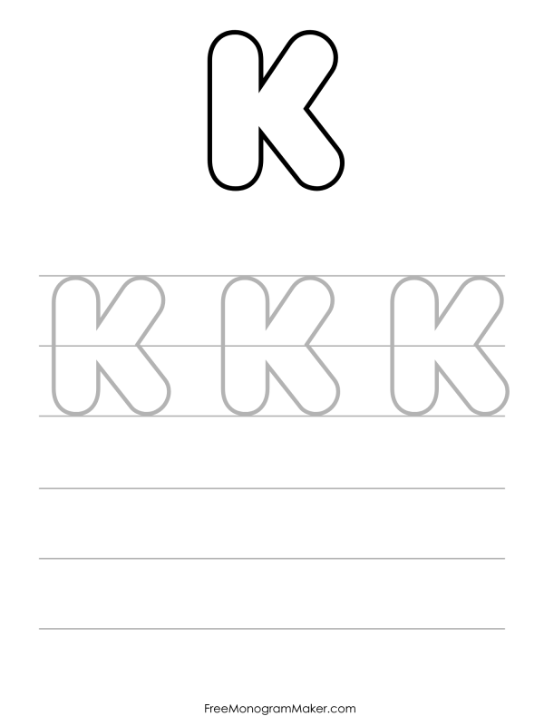 Bubble Writing Uppercase K