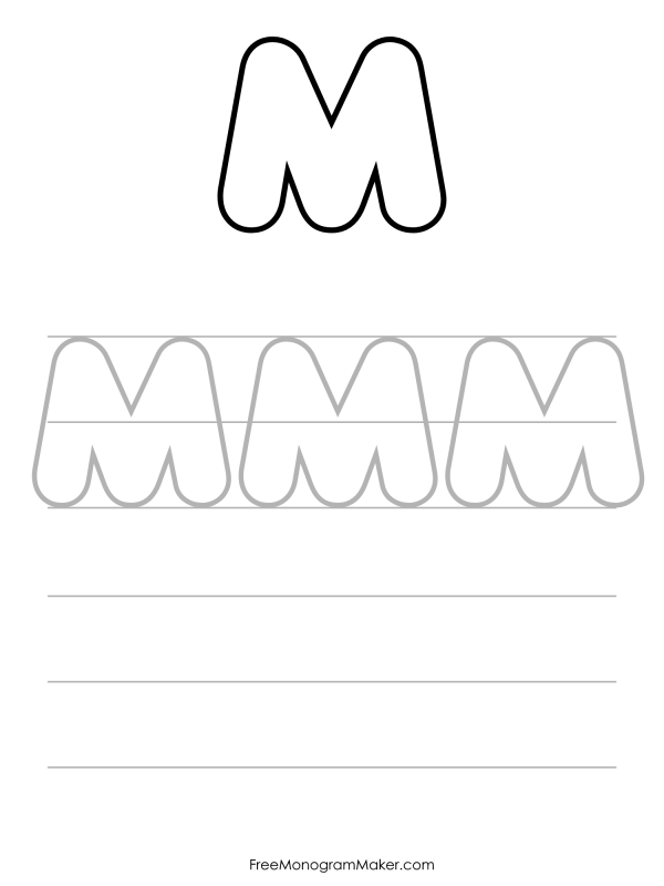 Bubble Writing Uppercase M