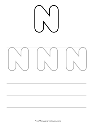 Bubble Writing Uppercase N