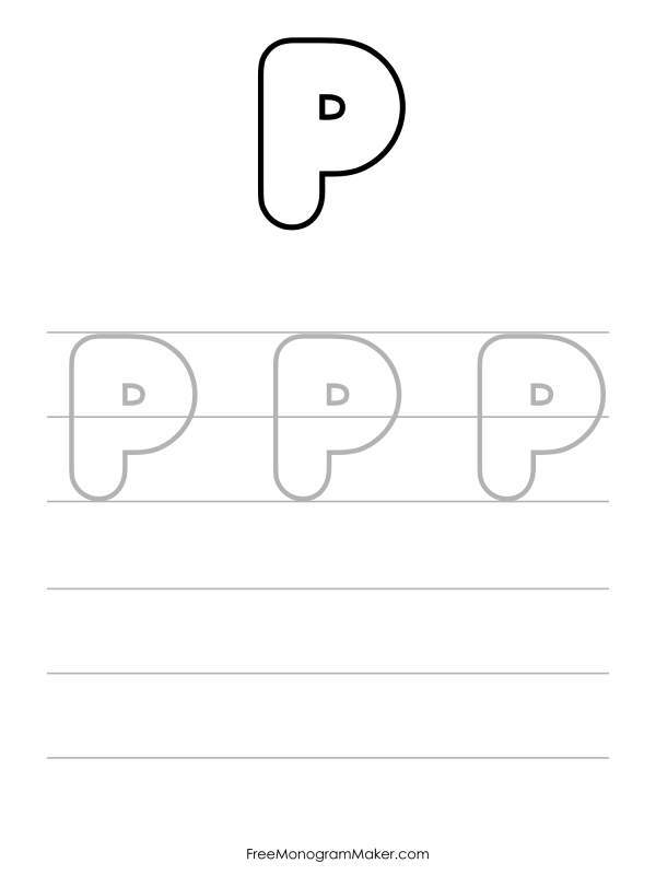 Bubble Writing Uppercase P