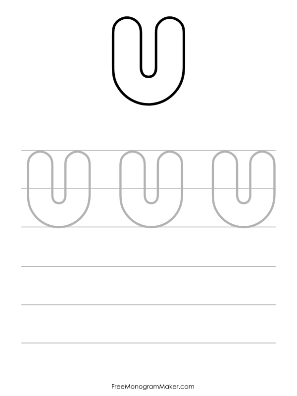 Bubble Writing Uppercase U