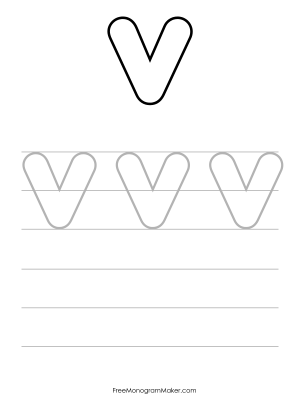 Bubble Writing Uppercase V