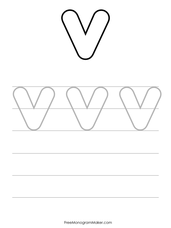 Bubble Writing Uppercase V