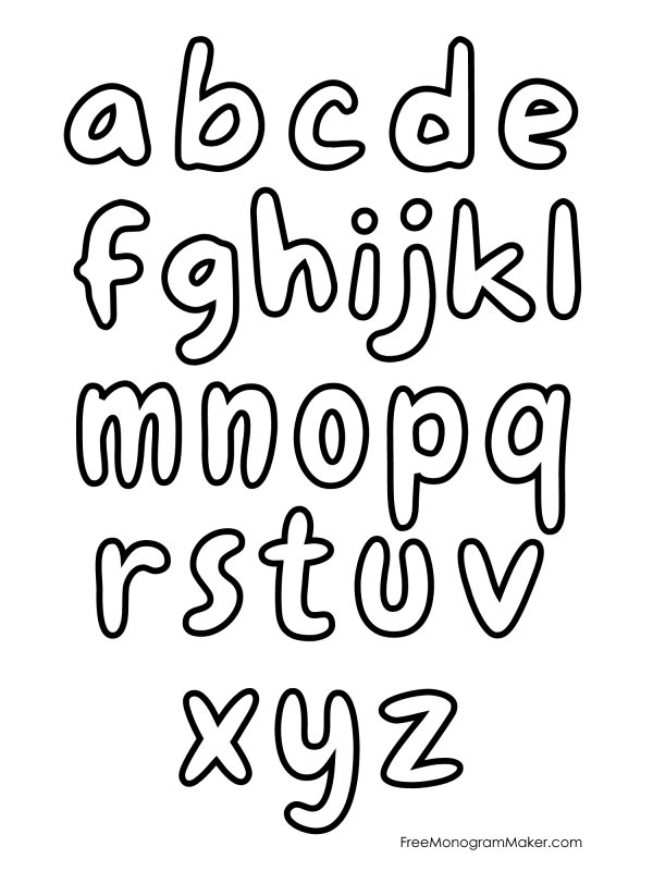 Lowercase full alphabet in bubble letters